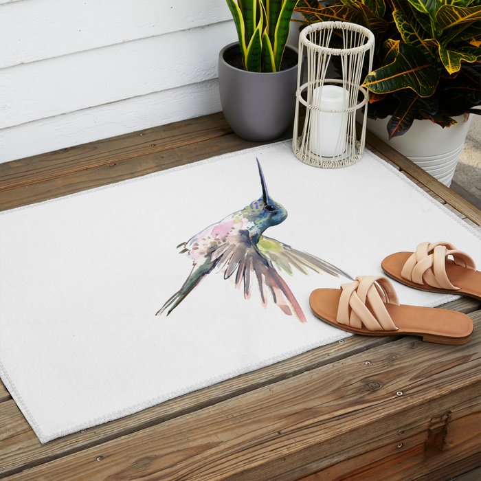 Flying Little Hummingbird Outdoor Rug Gallery Image 2