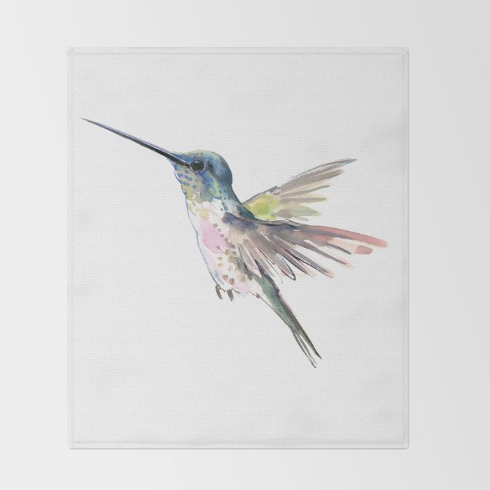 Flying Little Hummingbird Throw Blanket Gallery Image 2