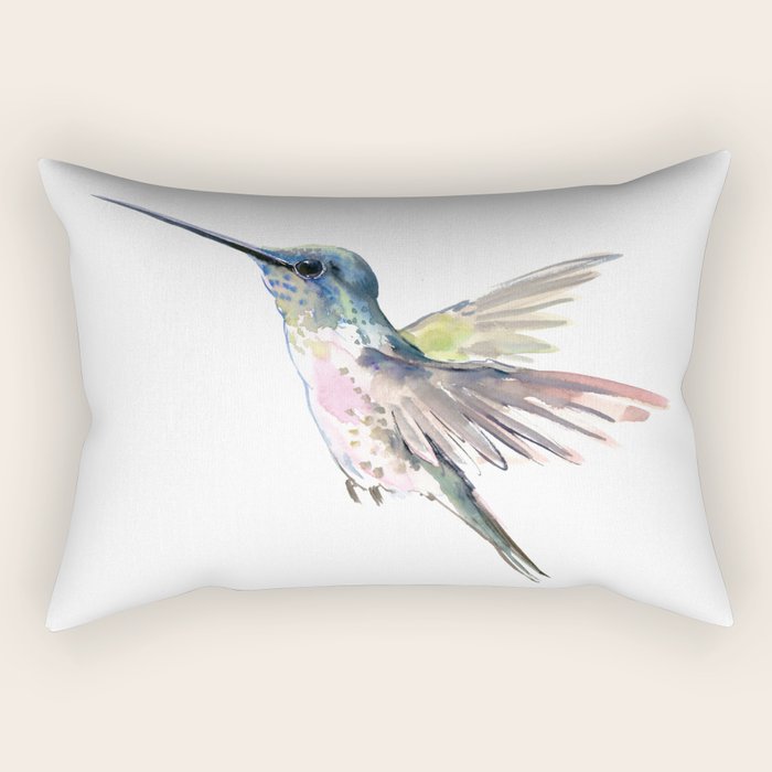 Flying Little Hummingbird Rectangular Pillow Gallery Image 2