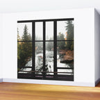 Window to the Waterfall and Forest | Foggy Forest Landscape in Autumn Wall Mural Gallery Image 2