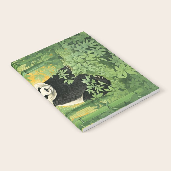 Smiling Panda Among Bamboo Notebook