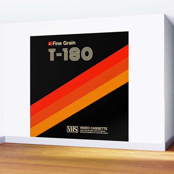 VHS cassette, case T-180 - retrowave poster, retrowave art Wall Mural Gallery Image 2