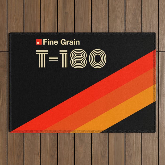 VHS cassette, case T-180 - retrowave poster, retrowave art Outdoor Rug Gallery Image 1