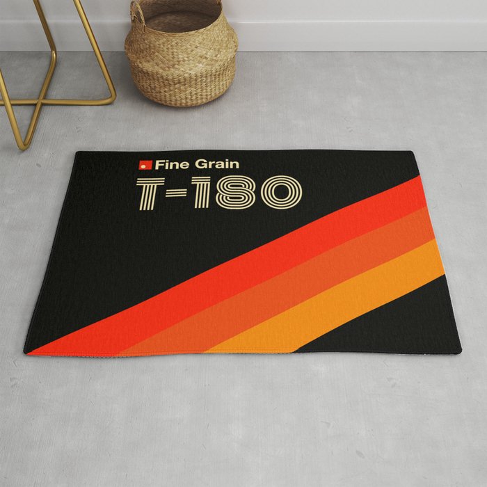 VHS cassette, case T-180 - retrowave poster, retrowave art Rug Gallery Image 1