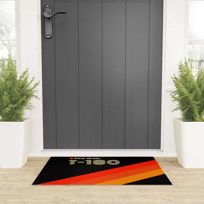 VHS cassette, case T-180 - retrowave poster, retrowave art Welcome Mat Gallery Image 3