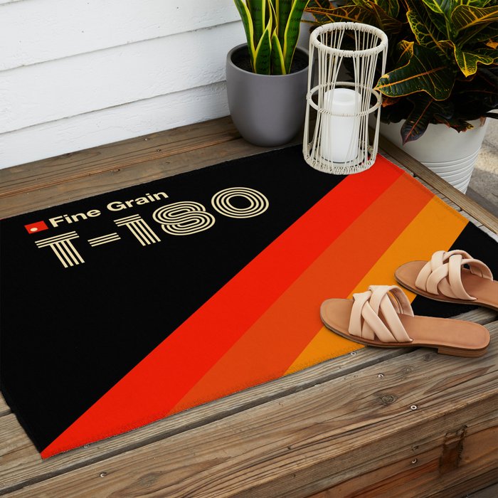 VHS cassette, case T-180 - retrowave poster, retrowave art Outdoor Rug Gallery Image 2