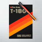 VHS cassette, case T-180 - retrowave poster, retrowave art Wrapping Paper Gallery Image 1