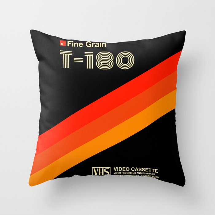 VHS cassette, case T-180 - retrowave poster, retrowave art Throw Pillow Gallery Image 6