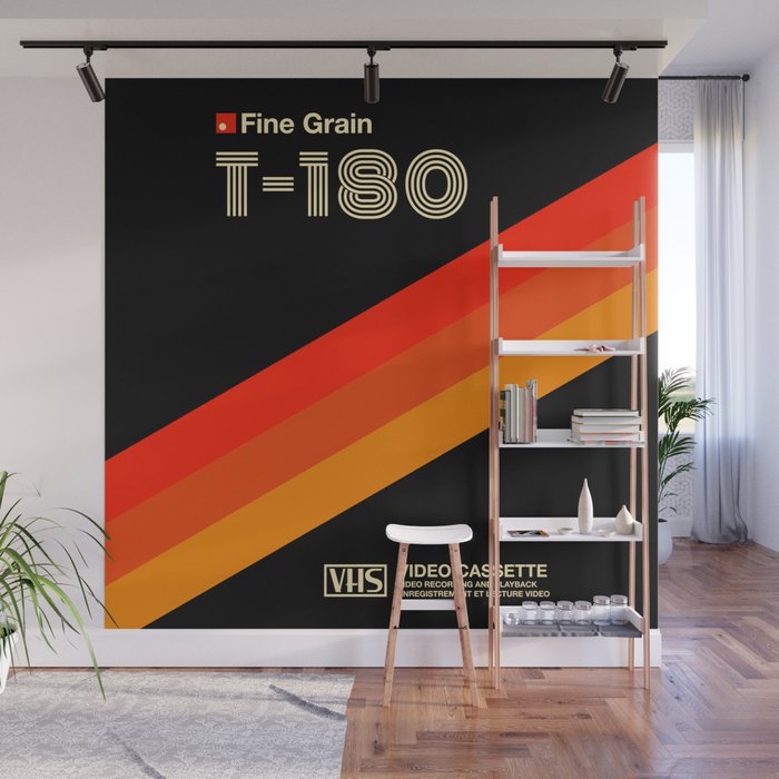 VHS cassette, case T-180 - retrowave poster, retrowave art Wall Mural Gallery Image 1