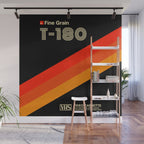 VHS cassette, case T-180 - retrowave poster, retrowave art Wall Mural Gallery Image 1