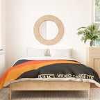 VHS cassette, case T-180 - retrowave poster, retrowave art Duvet Cover Gallery Image 3