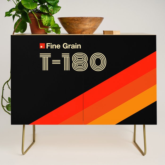 VHS cassette, case T-180 - retrowave poster, retrowave art Credenza Gallery Image 1