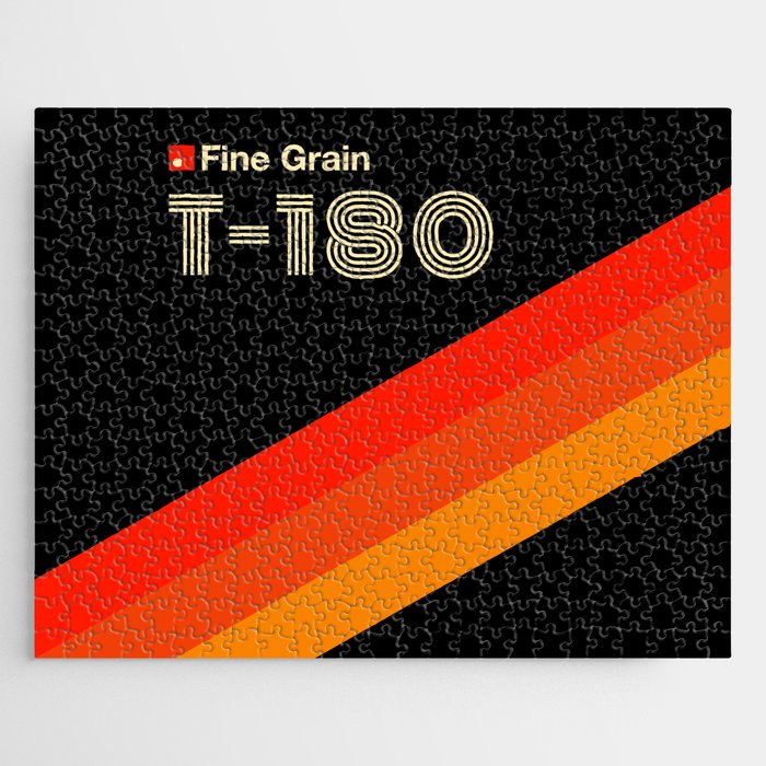 VHS cassette, case T-180 - retrowave poster, retrowave art Jigsaw Puzzle Gallery Image 1