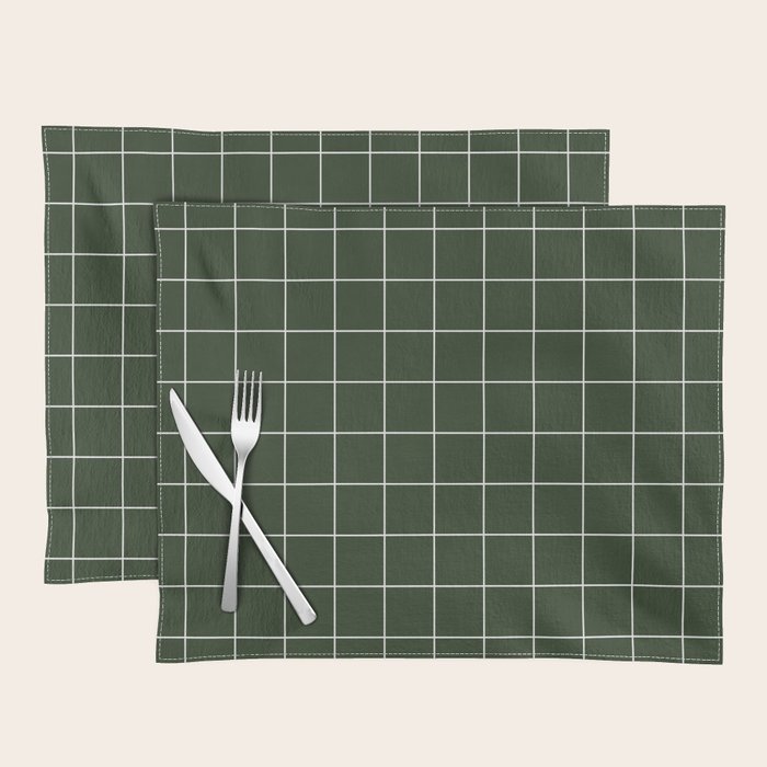 Small Grid Pattern - Deep Green Placemat Gallery Image 1