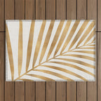 Metallic Gold Palm Leaf Outdoor Rug Gallery Image 1