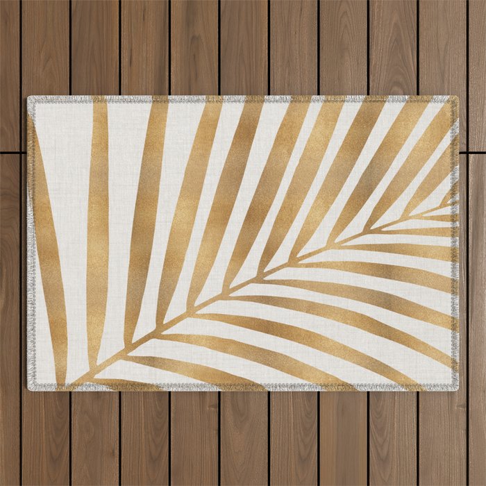 Metallic Gold Palm Leaf Outdoor Rug Gallery Image 1