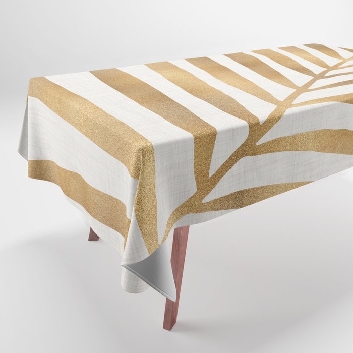 Metallic Gold Palm Leaf Tablecloth Gallery Image 1