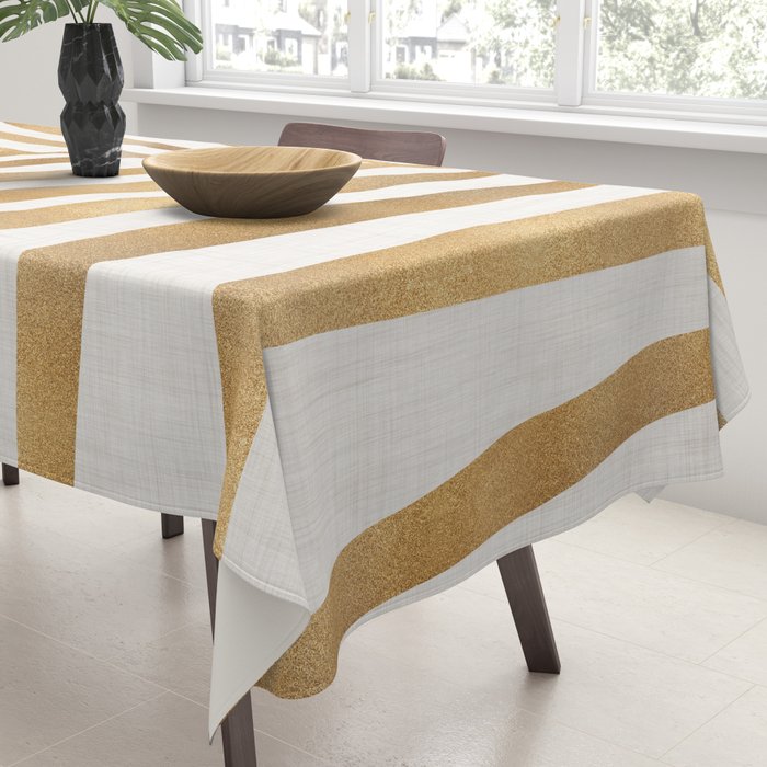 Metallic Gold Palm Leaf Tablecloth Gallery Image 3