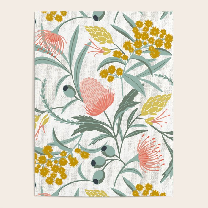 Flora Australis White Poster Gallery Image 4