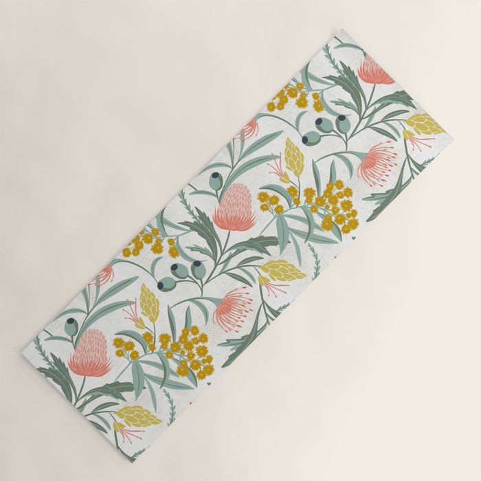 Flora Australis White Yoga Mat