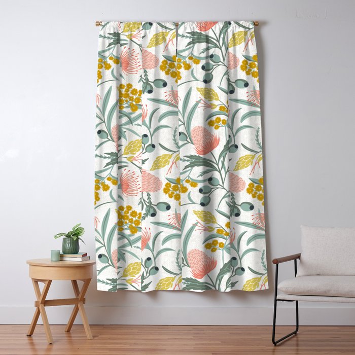 Flora Australis White Window Curtain Gallery Image 1