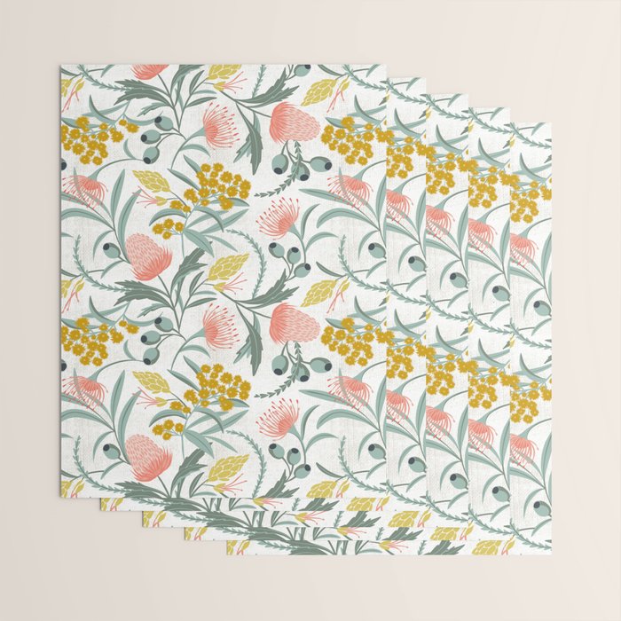 Flora Australis White Wrapping Paper Gallery Image 3