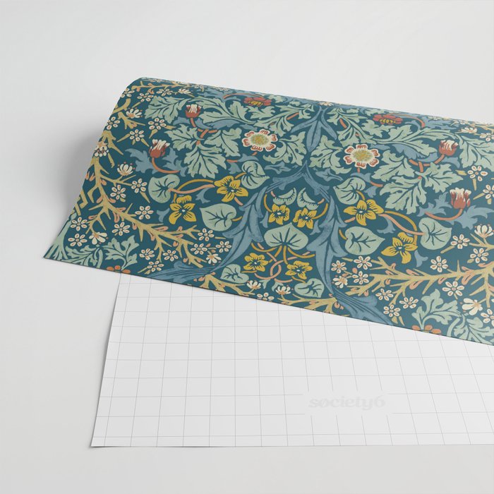William Morris Vintage Blackthorn Bright Indigo Wrapping Paper Gallery Image 2