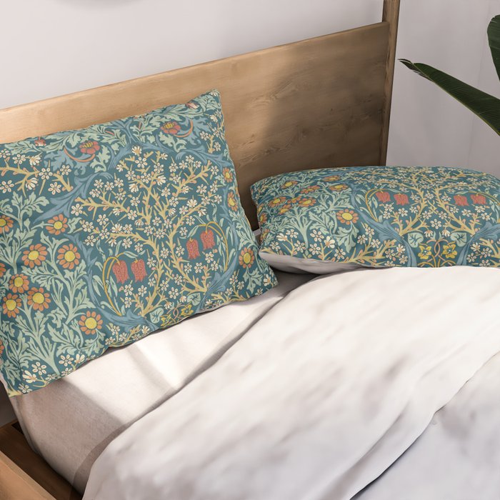 William Morris Vintage Blackthorn Bright Indigo Pillow Sham Gallery Image 2