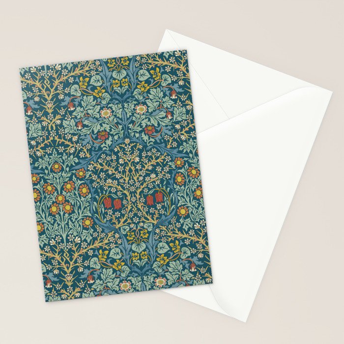 William Morris Vintage Blackthorn Bright Indigo Stationery Card Gallery Image 2