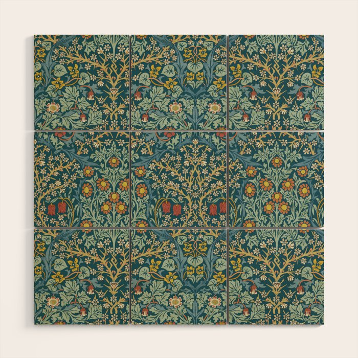 William Morris Vintage Blackthorn Bright Indigo Wood Wall Art Gallery Image 1