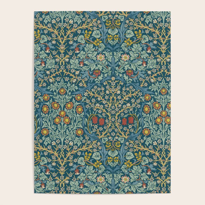 William Morris Vintage Blackthorn Bright Indigo Poster Gallery Image 4