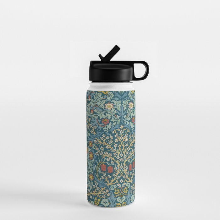 William Morris Vintage Blackthorn Bright Indigo Water Bottle Gallery Image 1