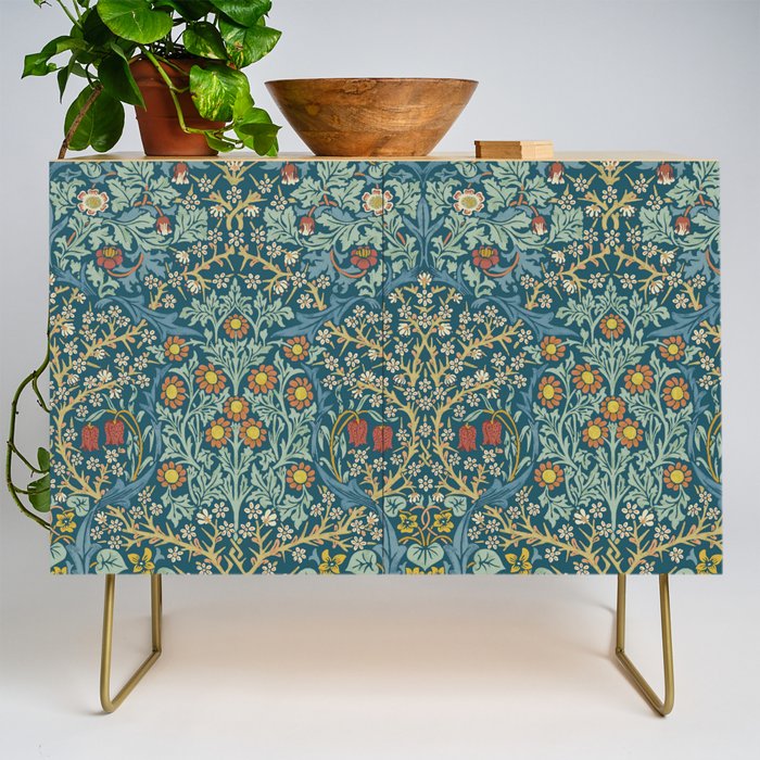 William Morris Vintage Blackthorn Bright Indigo Credenza Gallery Image 1