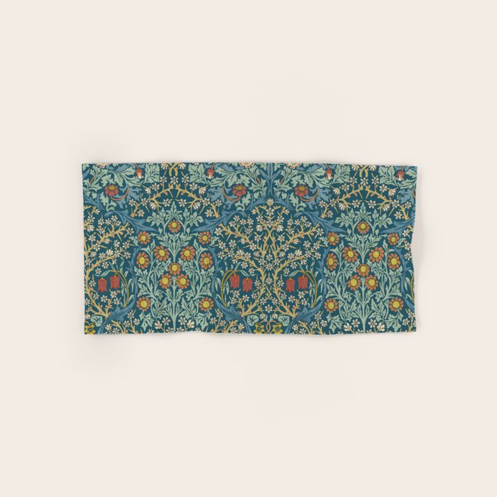 William Morris Vintage Blackthorn Bright Indigo Bath Towel Gallery Image 1
