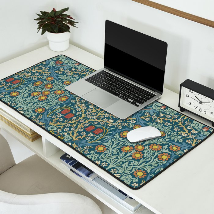 William Morris Vintage Blackthorn Bright Indigo Desk Mat Gallery Image 2