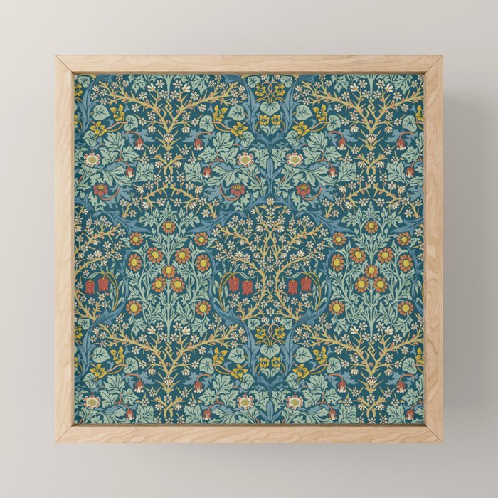 William Morris Vintage Blackthorn Bright Indigo Mini Art Print Gallery Image 1