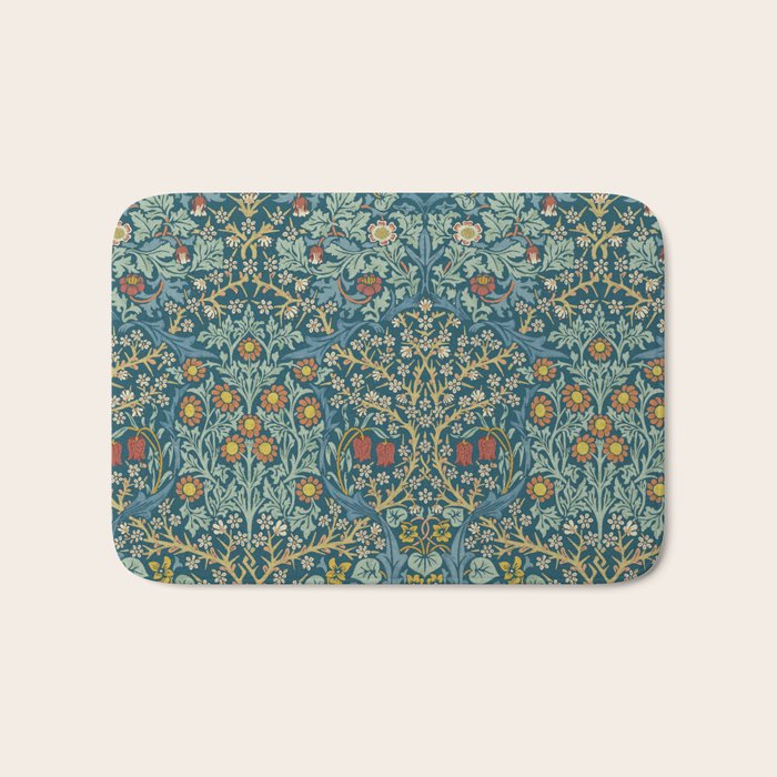 William Morris Vintage Blackthorn Bright Indigo Bath Mat Gallery Image 1