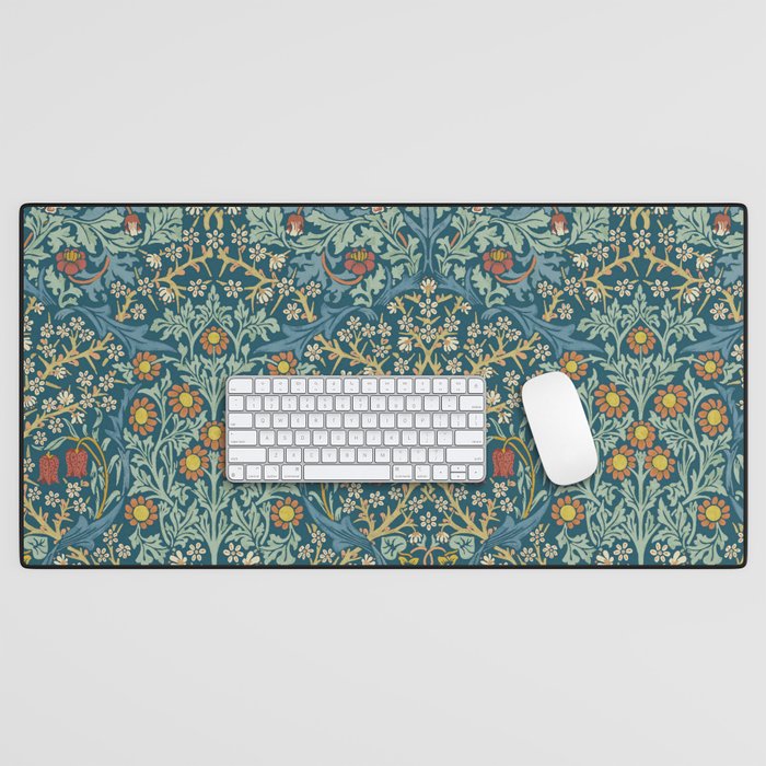 William Morris Vintage Blackthorn Bright Indigo Desk Mat Gallery Image 1