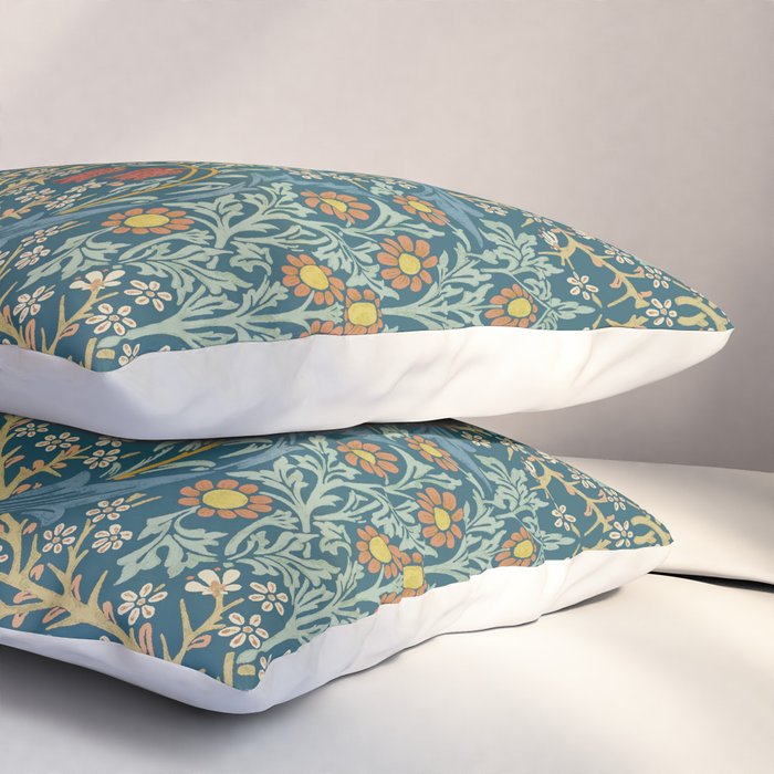 William Morris Vintage Blackthorn Bright Indigo Pillow Sham Gallery Image 3