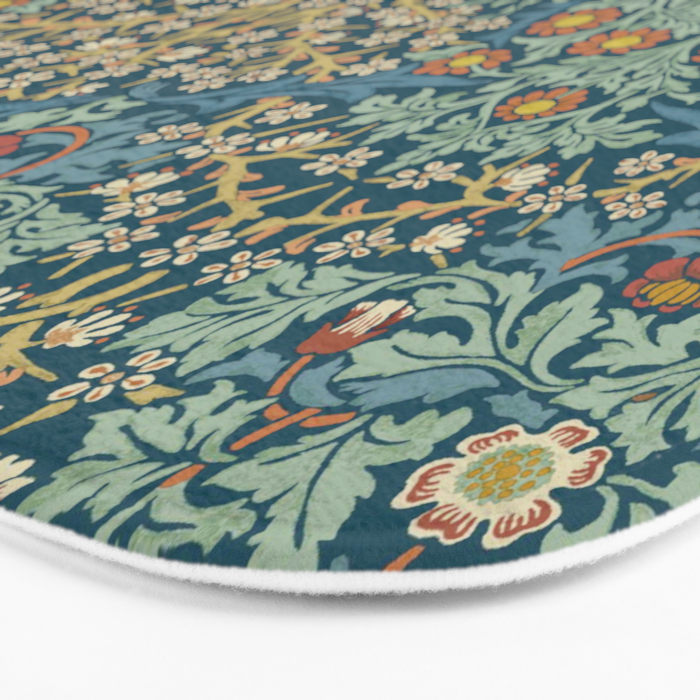 William Morris Vintage Blackthorn Bright Indigo Bath Mat Gallery Image 3