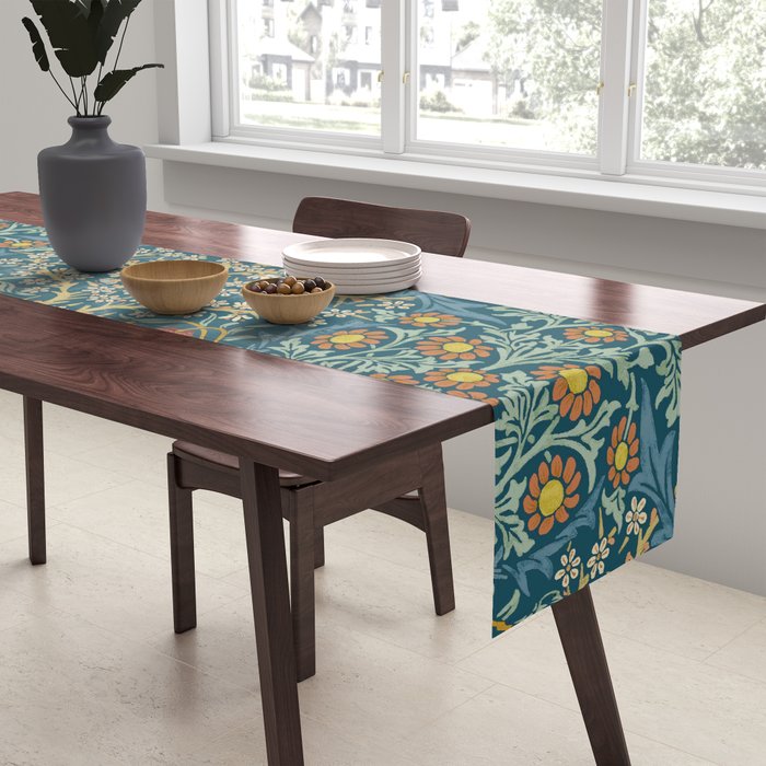 William Morris Vintage Blackthorn Bright Indigo Table Runner Gallery Image 2