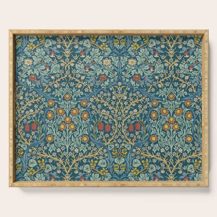 William Morris Vintage Blackthorn Bright Indigo Serving Tray Gallery Image 1