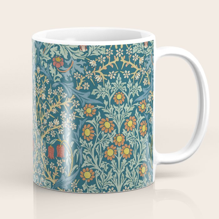 William Morris Vintage Blackthorn Bright Indigo Coffee Mug Gallery Image 1