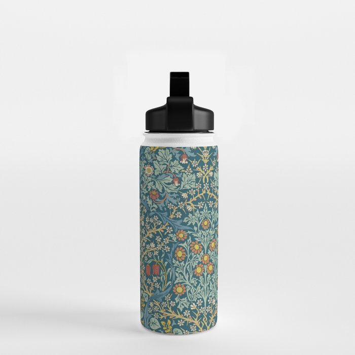William Morris Vintage Blackthorn Bright Indigo Water Bottle Gallery Image 2