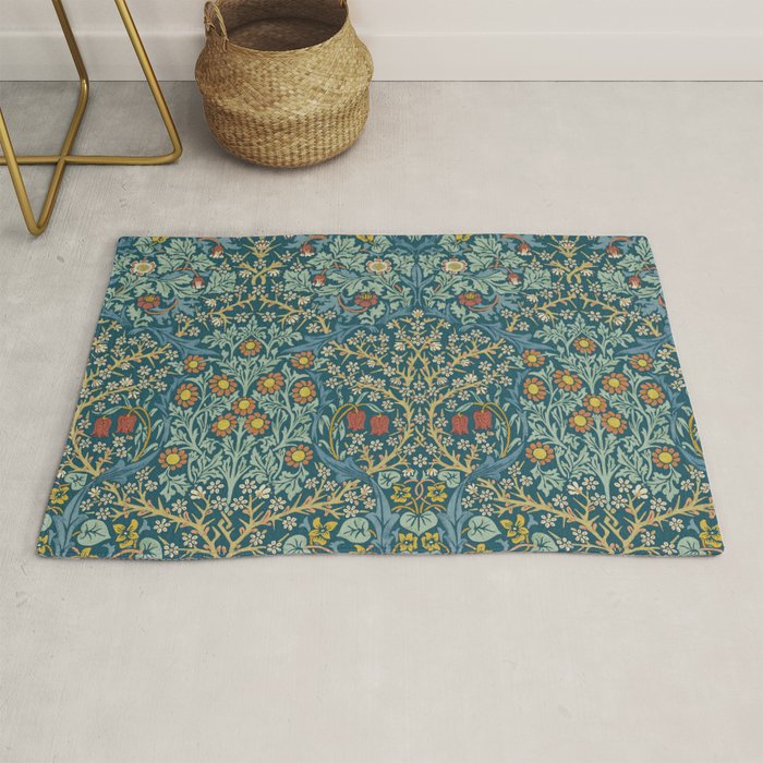 William Morris Vintage Blackthorn Bright Indigo Rug Gallery Image 1