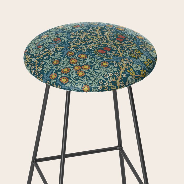 William Morris Vintage Blackthorn Bright Indigo Stool Gallery Image 2