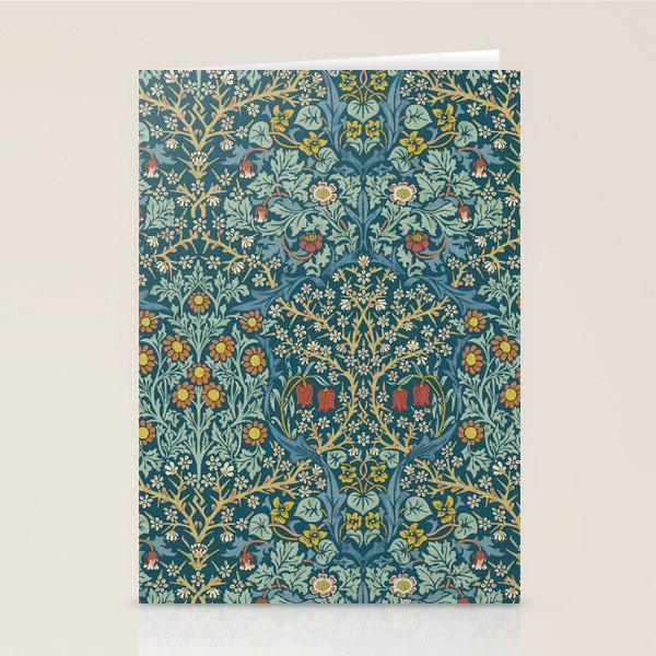 William Morris Vintage Blackthorn Bright Indigo Stationery Card Gallery Image 2