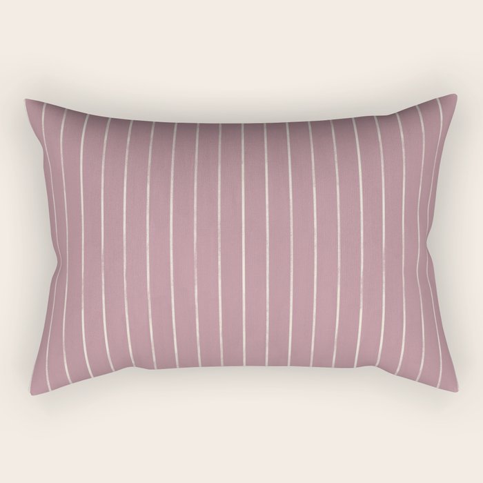 Romantic Botanica Coordinator - Thin Stripes in Rosewood Pink Rectangular Pillow Gallery Image 2