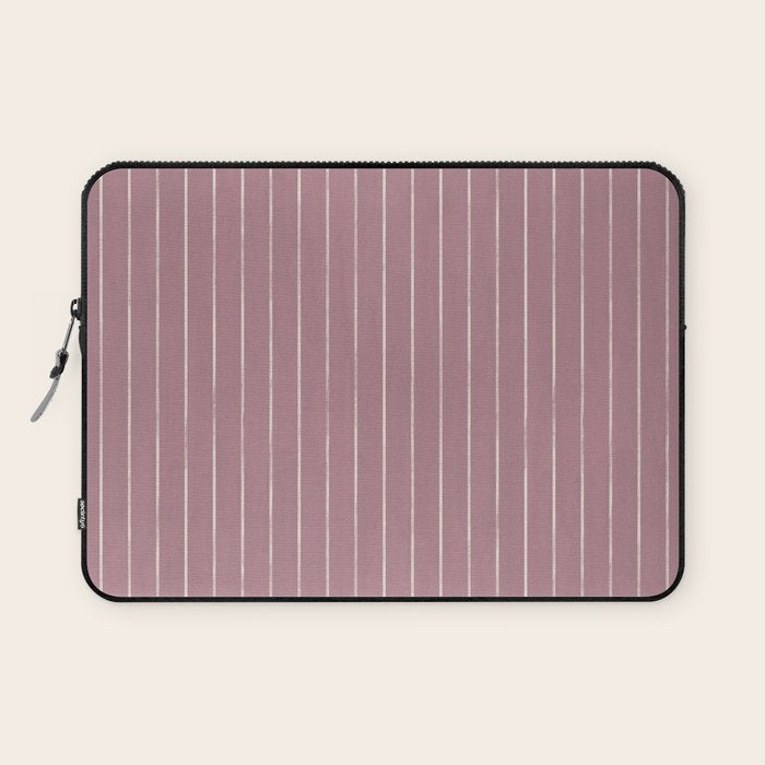 Romantic Botanica Coordinator - Thin Stripes in Rosewood Pink Laptop Sleeve Gallery Image 1