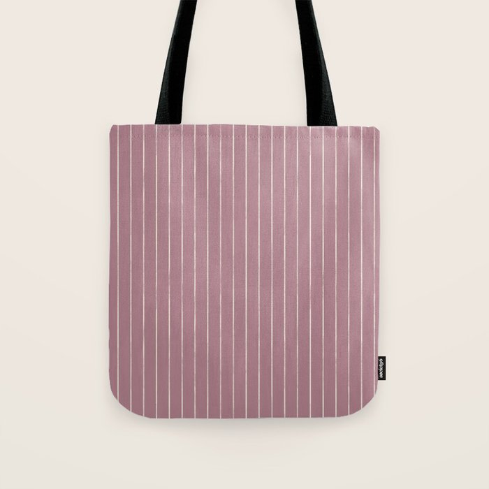 Romantic Botanica Coordinator - Thin Stripes in Rosewood Pink Tote Bag Gallery Image 1